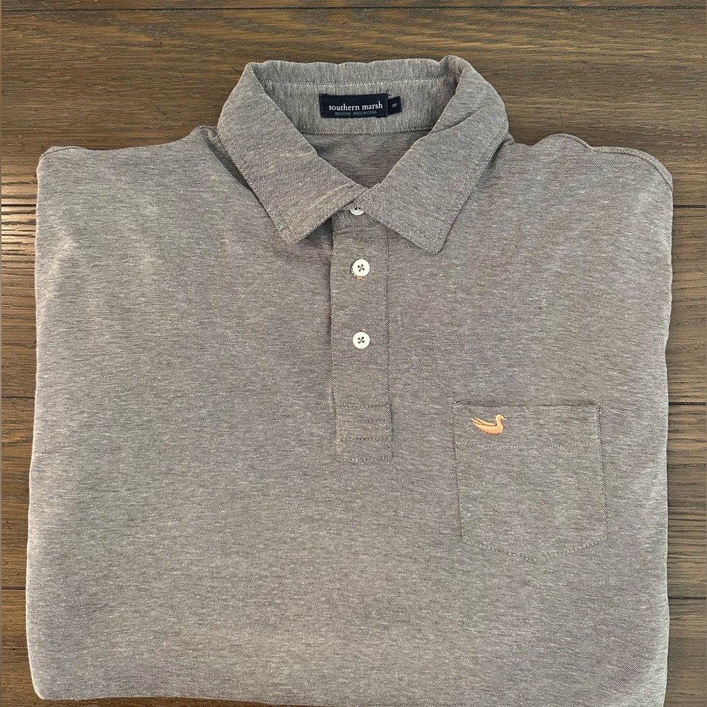 Southern Marsh Heather Gray Short Sleeve Polo Shirt Size M
